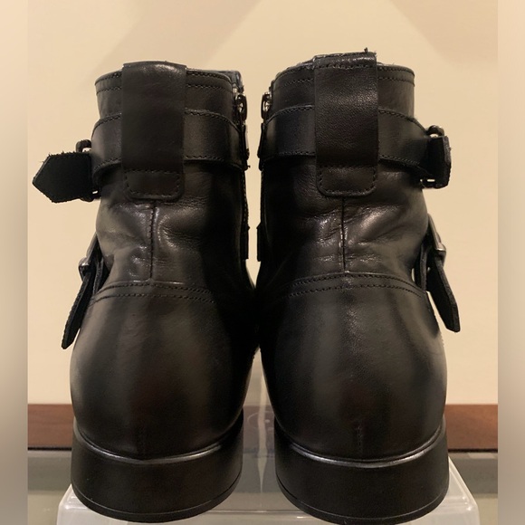 GEOX Black Leather Ankle Dress Boots with Side Zipper - Picture 3 of 6